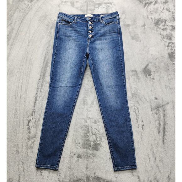 Jessica Simpson Jean Womens 14/32 Blue Super High Rise Skinny Exposed Button Fly - Picture 1 of 15